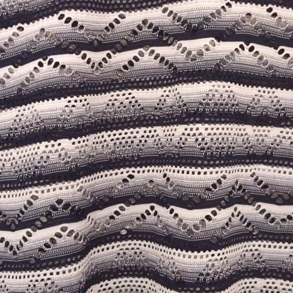 Chico's Black and White Stripe Eyelet Top Size 1 - Picture 2 of 5